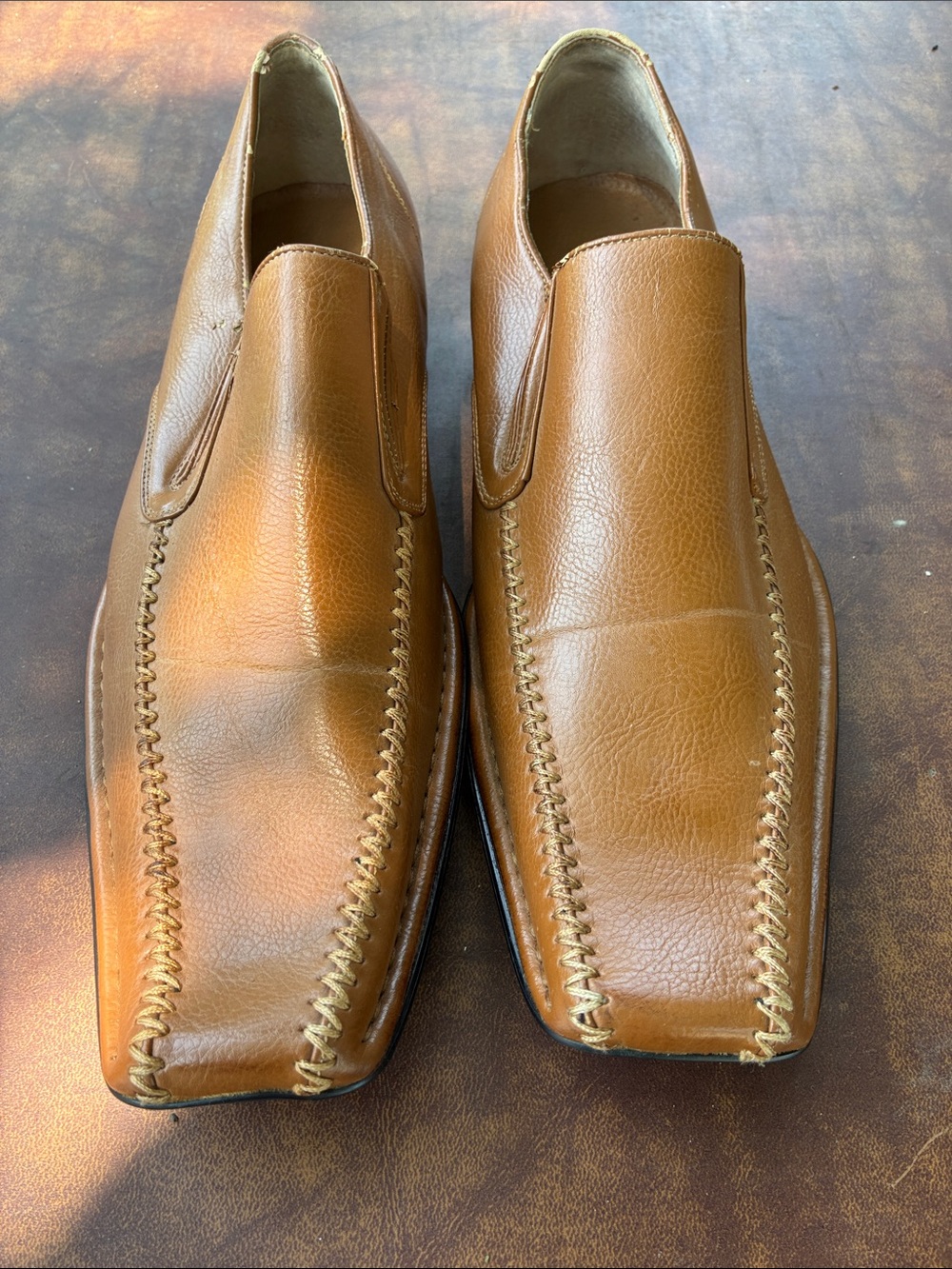 Majestic Men's Tan Leather Slip-On Loafers